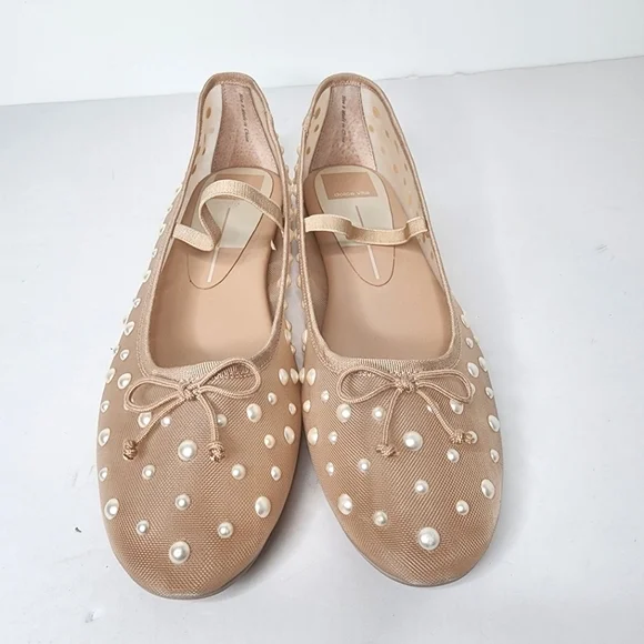 Dolce Vita Cadel Pearl Embelished Women's Ballet Flats In Blush Size 10